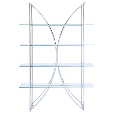 Ixia 73-inch 4-shelf Glass Bookshelf ChromeChrome