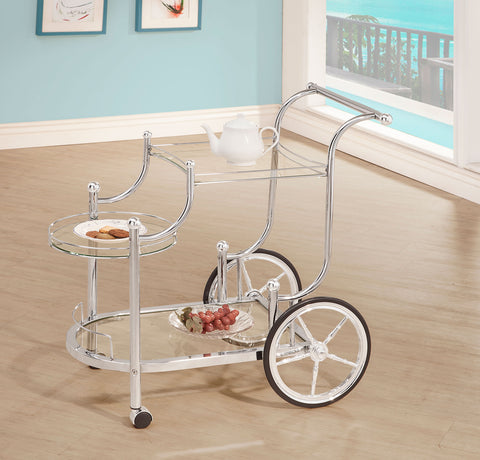 Duffie 3-tier Glass Shelf Metal Bar Cart ChromeChrome