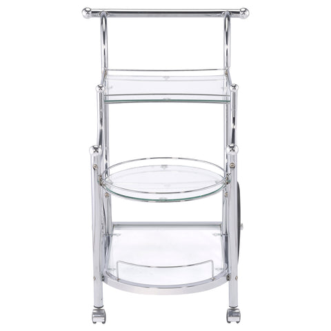 Duffie 3-tier Glass Shelf Metal Bar Cart ChromeChrome