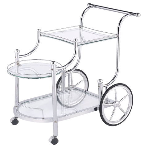 Duffie 3-tier Glass Shelf Metal Bar Cart ChromeChrome