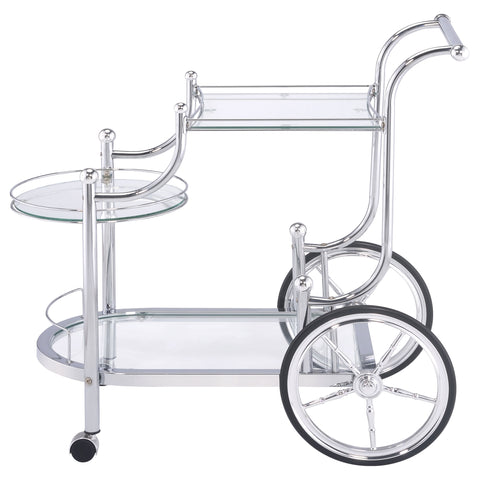 Duffie 3-tier Glass Shelf Metal Bar Cart ChromeChrome