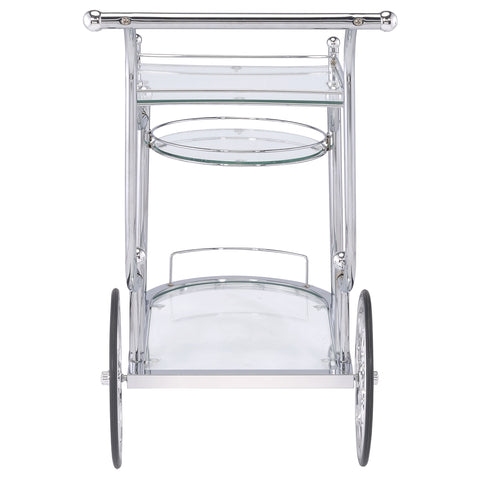 Duffie 3-tier Glass Shelf Metal Bar Cart ChromeChrome