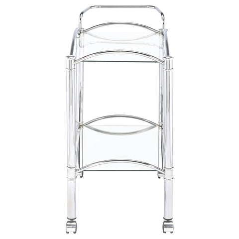 Ramsey 2-tier Rectangular Glass Shelf Metal Bar Cart ChromeChrome