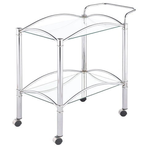 Ramsey 2-tier Rectangular Glass Shelf Metal Bar Cart ChromeChrome