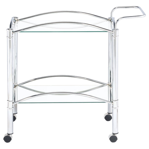 Ramsey 2-tier Rectangular Glass Shelf Metal Bar Cart ChromeChrome