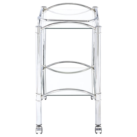 Ramsey 2-tier Rectangular Glass Shelf Metal Bar Cart ChromeChrome