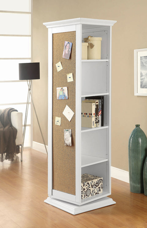 Vulcan Swivel Accent Cabinet with Cork Board WhiteWhite