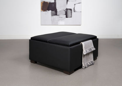 Tomkins Upholstered Storage Ottoman with Tray BlackBlack