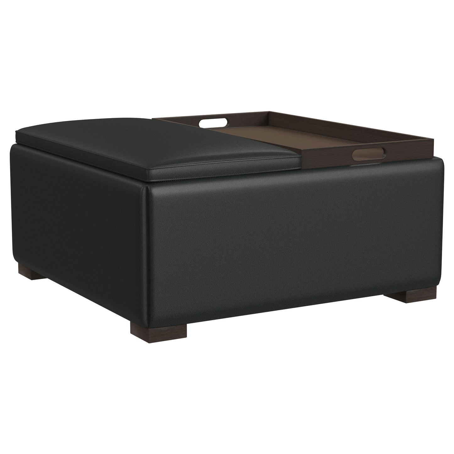 tomkins upholstered storage ottoman with tray blackblack