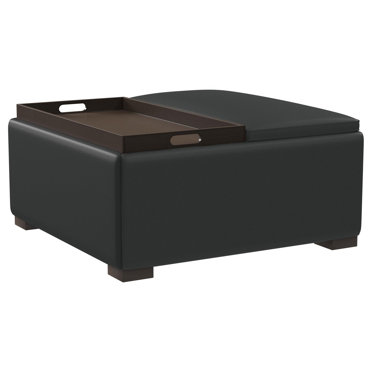 tomkins upholstered storage ottoman with tray blackblack