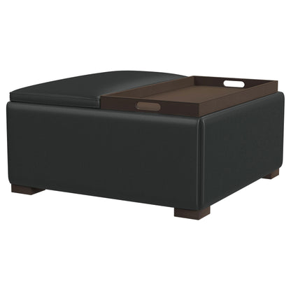 Tomkins Upholstered Storage Ottoman with Tray BlackBlack