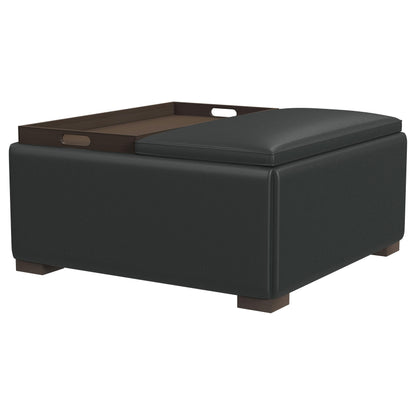 Tomkins Upholstered Storage Ottoman with Tray BlackBlack