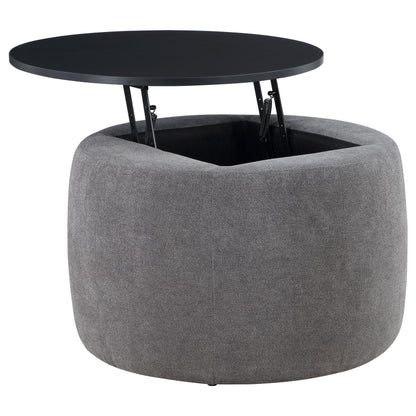 Sasha Round Upholstered Lift Top Storage Ottoman GreyGrey