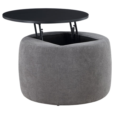 Sasha Round Upholstered Lift Top Storage Ottoman GreyGrey