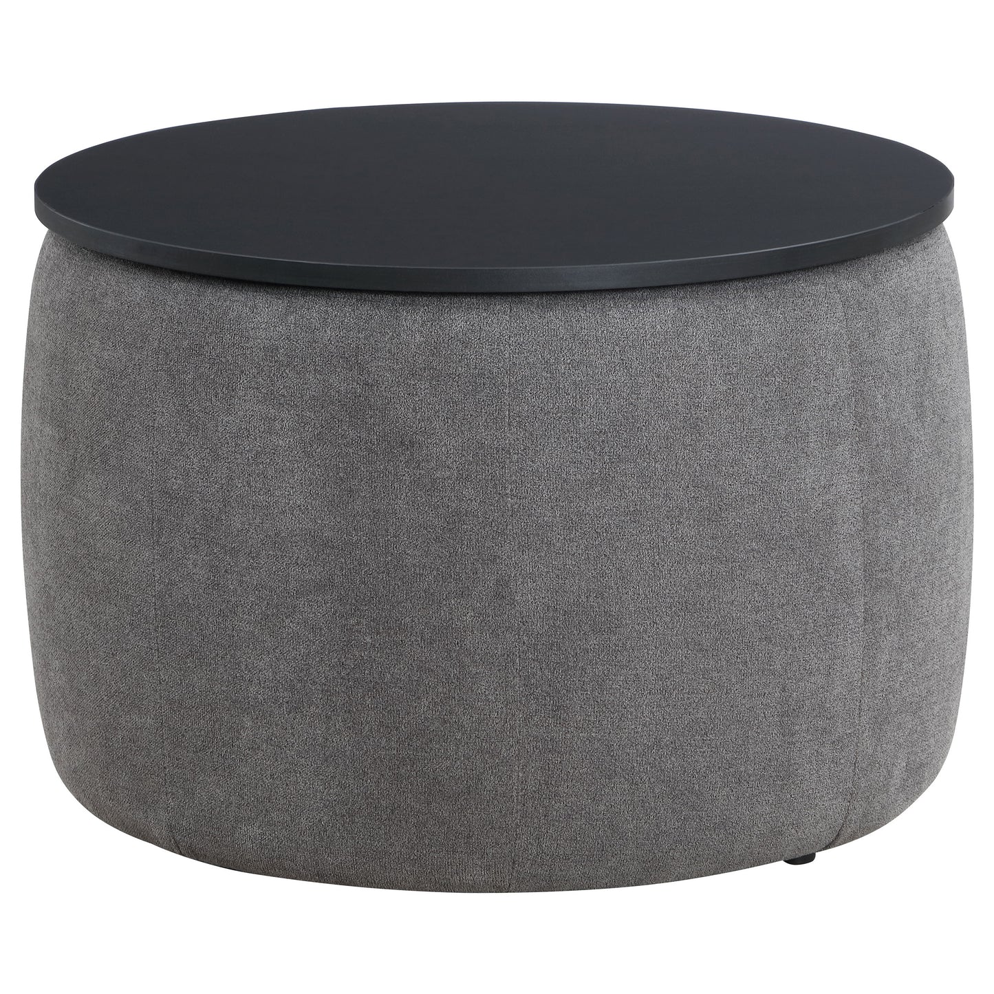 sasha round upholstered lift top storage ottoman greygrey