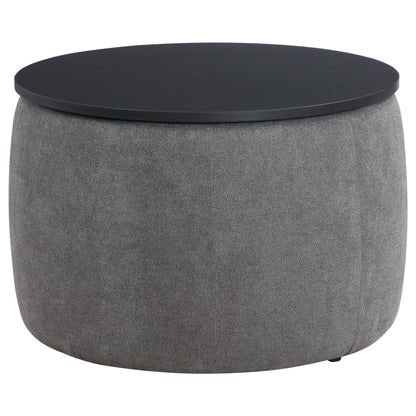 Sasha Round Upholstered Lift Top Storage Ottoman GreyGrey