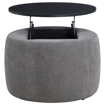 Sasha Round Upholstered Lift Top Storage Ottoman GreyGrey