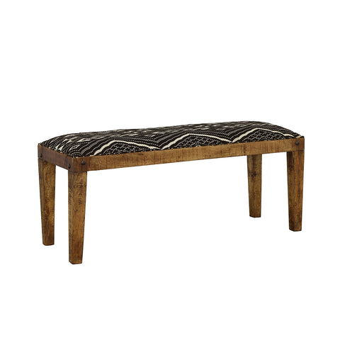 Cayden Fabric Upholstered Accent Bench Black and NaturalRustic Brown