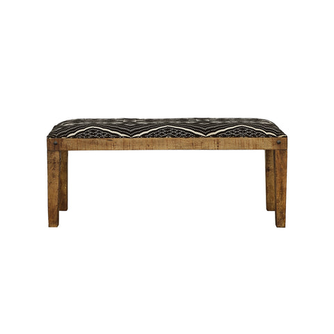 Cayden Fabric Upholstered Accent Bench Black and NaturalRustic Brown