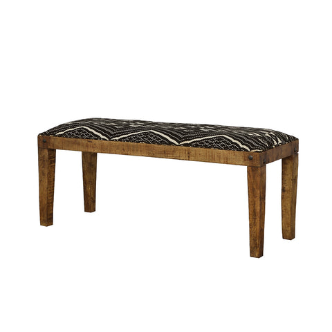 Cayden Fabric Upholstered Accent Bench Black and NaturalRustic Brown