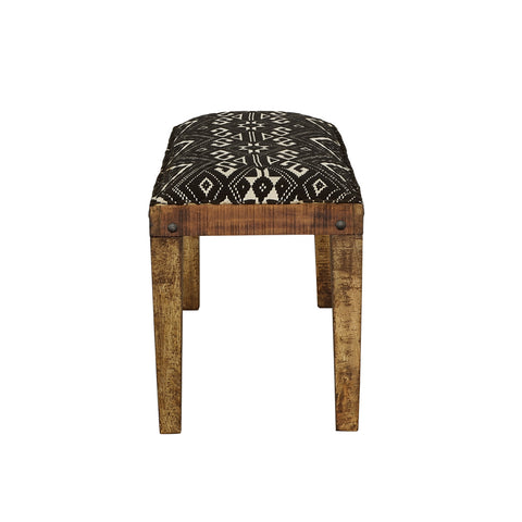 Cayden Fabric Upholstered Accent Bench Black and NaturalRustic Brown