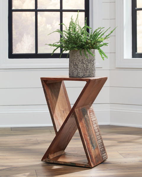 Delray Solid Reclaimed Wood Accent Side Table NaturalNatural