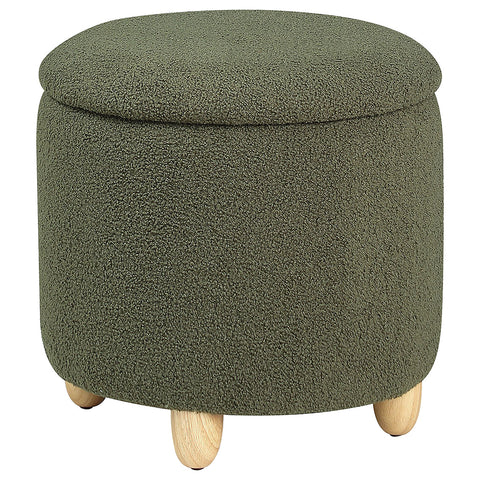 Bleker Faux Sheepskin Upholstered Round Storage Ottoman GreenGreen