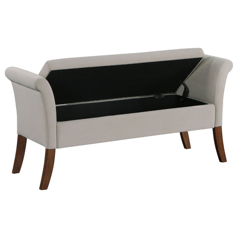 Louise Velvet Upholstered Rolled Arm Storage Bench BeigeBeige