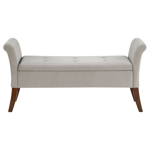 Louise Velvet Upholstered Rolled Arm Storage Bench BeigeBeige