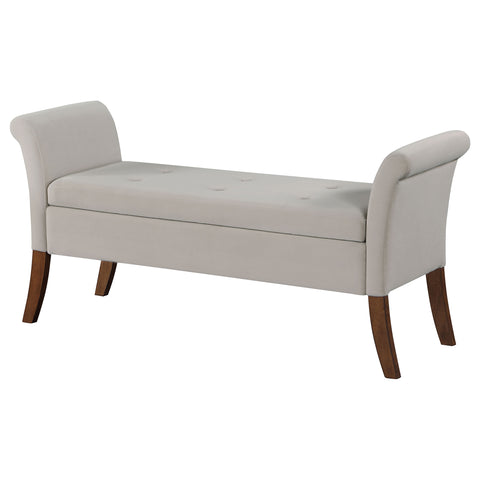 Louise Velvet Upholstered Rolled Arm Storage Bench BeigeBeige