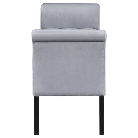 Louise Velvet Upholstered Rolled Arm Storage Bench SilverSilver