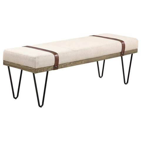 Elora Fabric Upholstered Accent Bench BeigeBeige