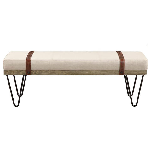 Elora Fabric Upholstered Accent Bench BeigeBeige