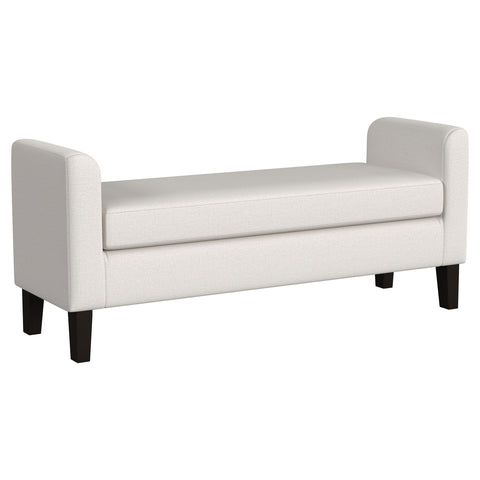 Edie Fabric Upholstered Accent Bench with Armrests VanillaVanilla