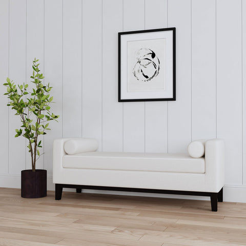Edmund Upholstered Accent Bench with Armrests VanillaVanilla