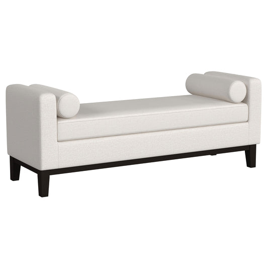Edmund Upholstered Accent Bench with Armrests VanillaVanilla