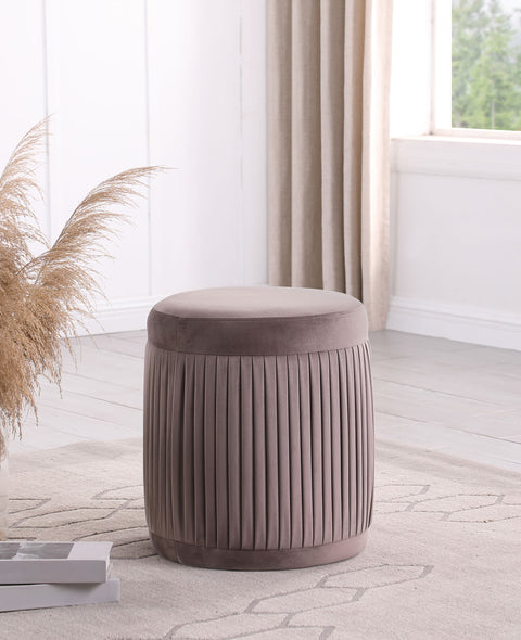 Rosalind Round Upholstered Ottoman MauveMauve