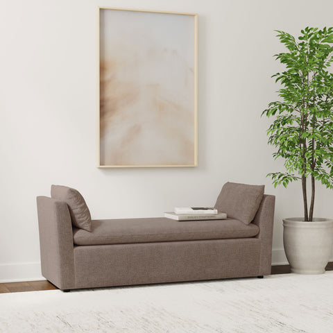 Krish Upholstered Accent Bench with Armrests BrownBrown