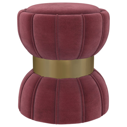 Andrea Round Upholstered Ottoman BerryBerry