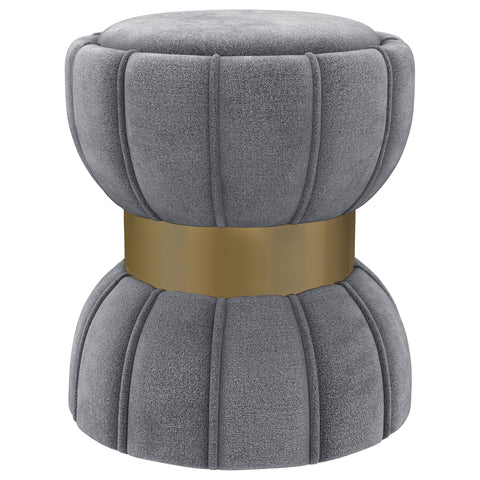 Andrea Round Upholstered Ottoman GreyGrey