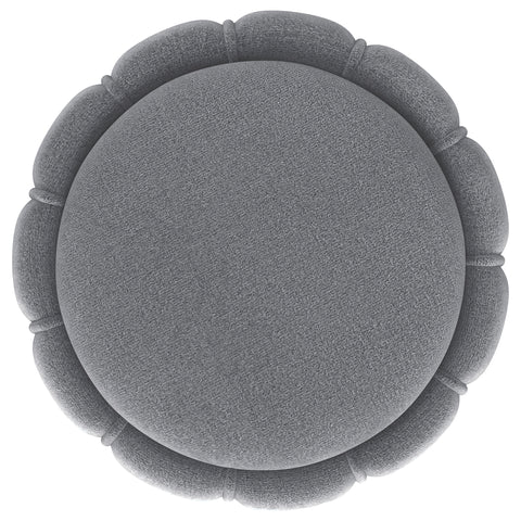 Andrea Round Upholstered Ottoman GreyGrey