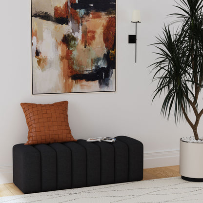 Latifa Fabric Upholstered Tufted Accent Bench CharcoalCharcoal