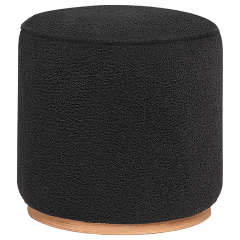 Christine Faux Sheepskin Upholstered Round Ottoman BlackBlack