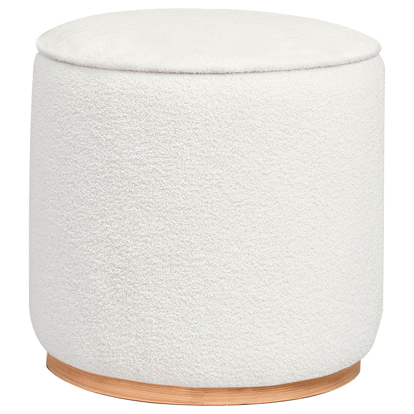 christine faux sheepskin upholstered round ottoman ivoryivory