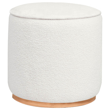 Christine Faux Sheepskin Upholstered Round Ottoman IvoryIvory