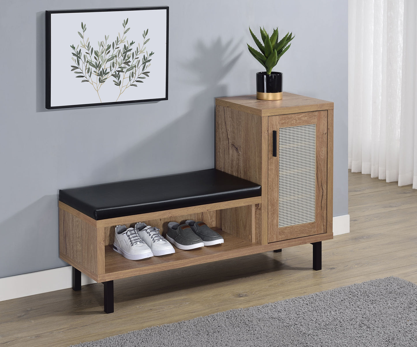 gwyneth 1-door entryway shoe storage bench natural oak