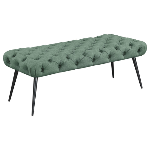 Cortez Upholstered Tufted Bench Metal Legs Teal