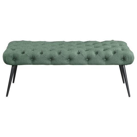 Cortez Upholstered Tufted Bench Metal Legs Teal
