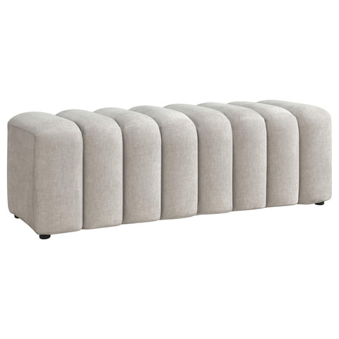 Averill Chenille Upholstered Channel Accent Bench Beige