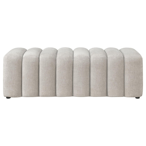 Averill Chenille Upholstered Channel Accent Bench Beige
